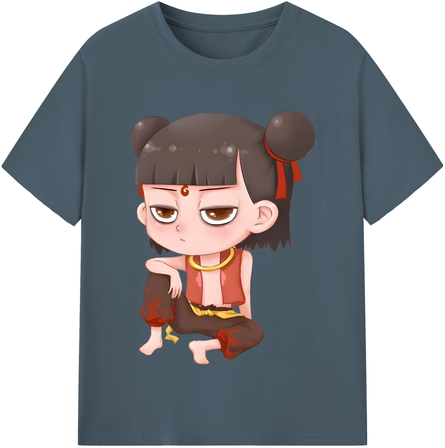 （画像用） Ne Zha 2 ナタ 魔童の大暴れ 綿100％半袖Tシャツ（フロントプリント）